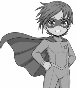 Chibi als Superheld