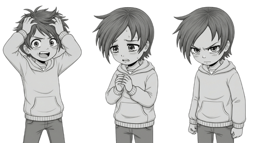 Chibi frustriert, ängstlich, verärgert